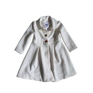 Princess Flower Girl Coquette 3T Ivory‎ Textured Fit and Flare Button Front Coat